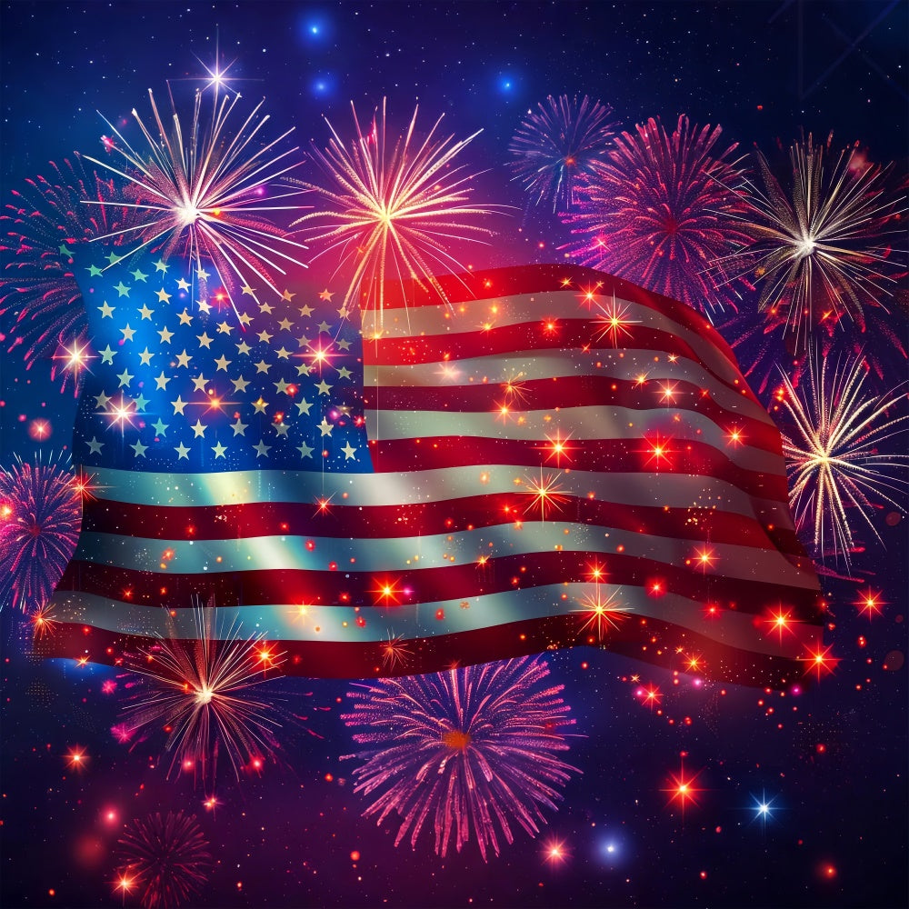 American Flag Backdrop Sparkling Stars Freedom Fireworks Backdrop LXX1-192