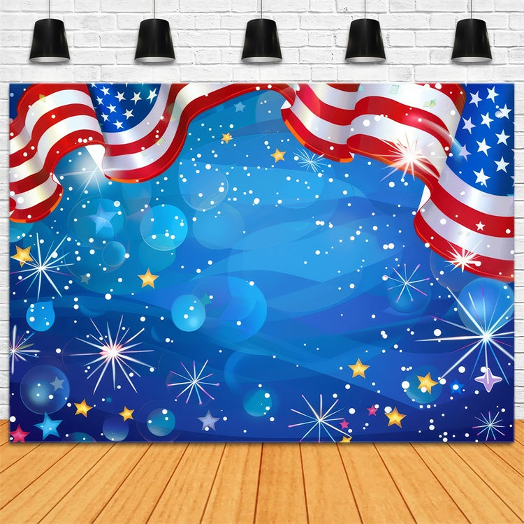 American Flag Photography Backdrop Vibrant Starry Glow Backdrop LXX1-195