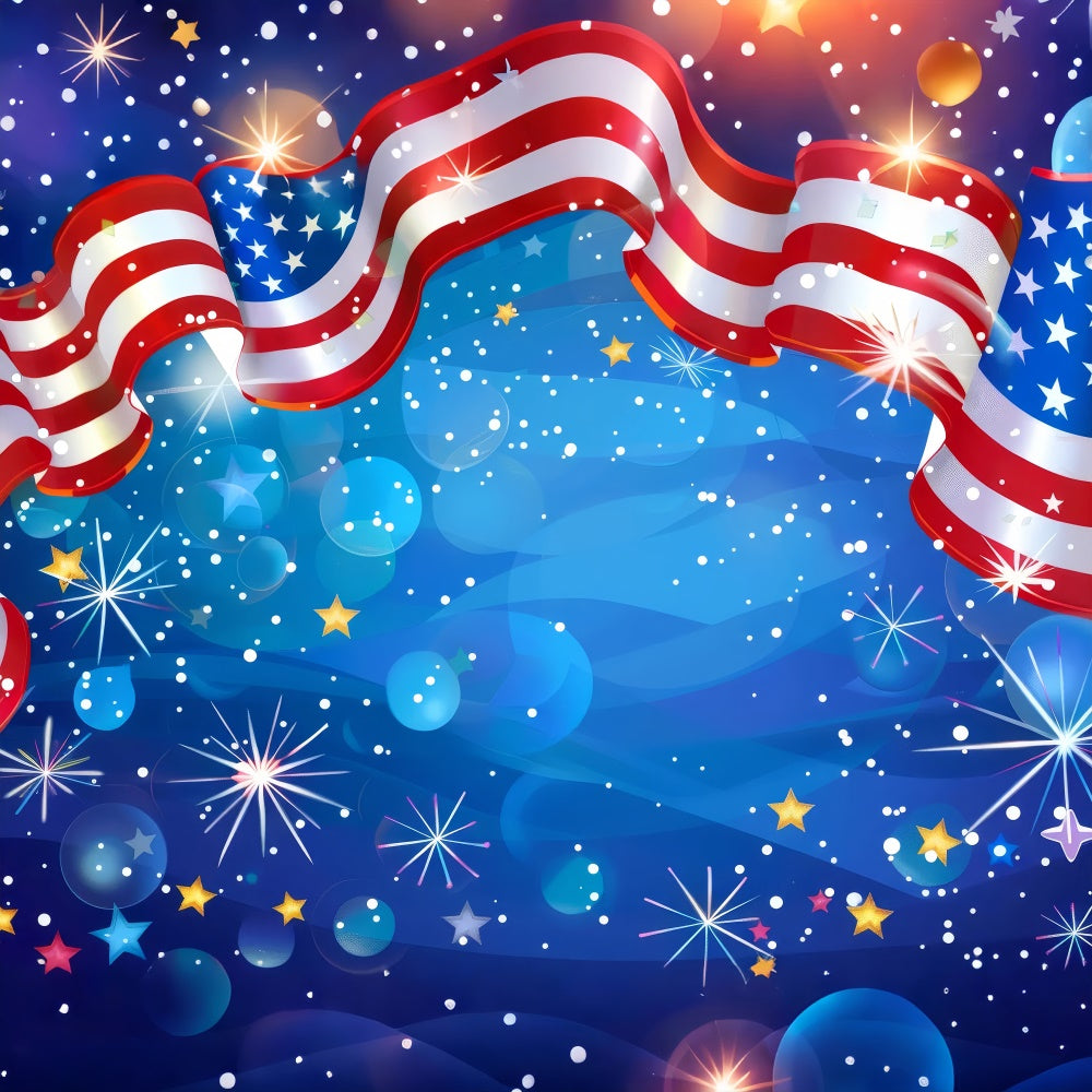 American Flag Photography Backdrop Vibrant Starry Glow Backdrop LXX1-195