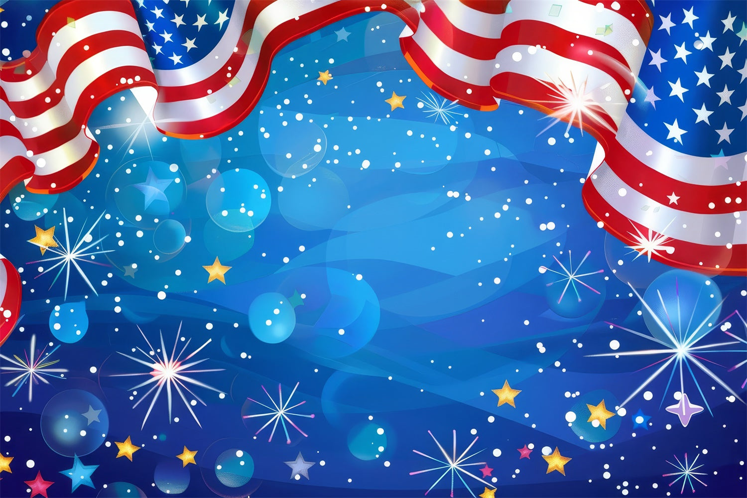 American Flag Photography Backdrop Vibrant Starry Glow Backdrop LXX1-195