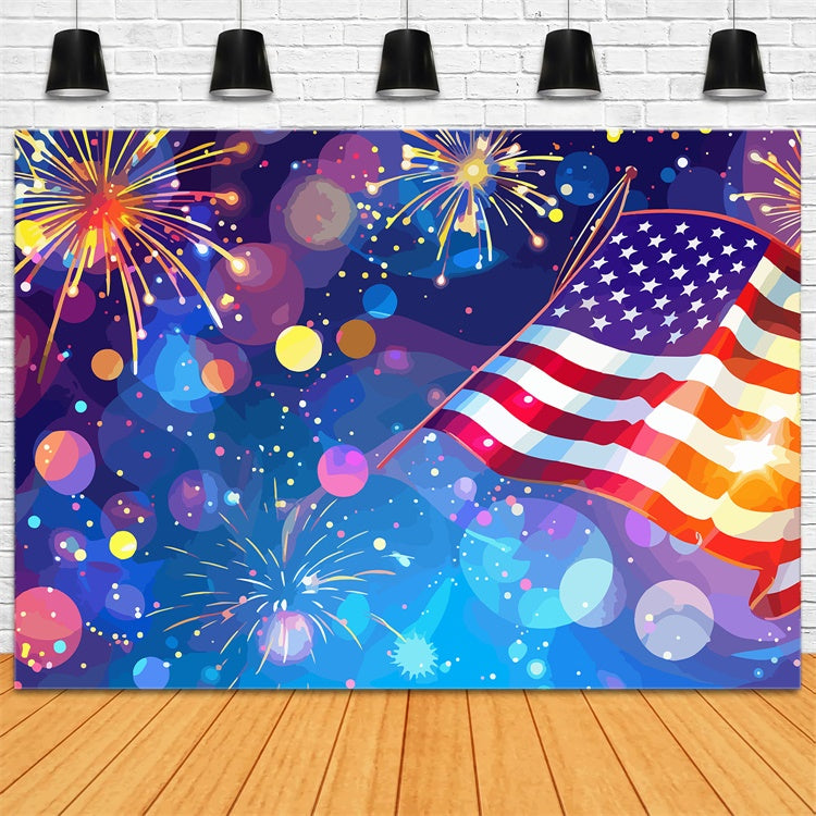 American Flag Backdrop Photography Abstract Colors Bokeh Backdrop LXX1-196