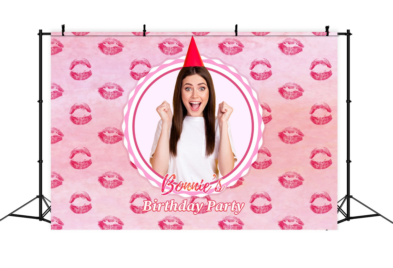 Custom Birthday Backdrops Barbie Pink Kiss Celebration Backdrop LXX1-201