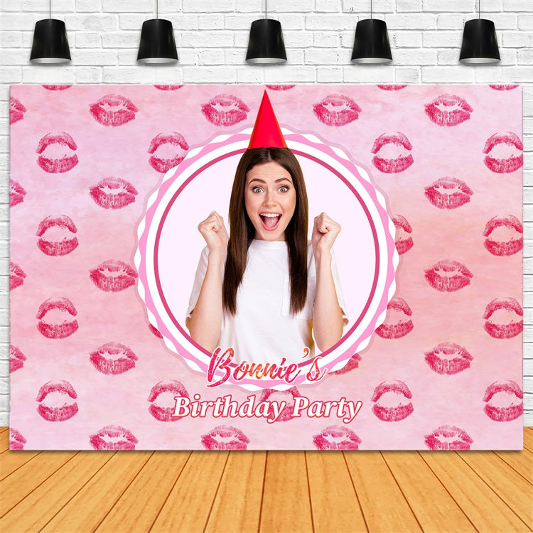 Custom Birthday Backdrops Barbie Pink Kiss Celebration Backdrop LXX1-201