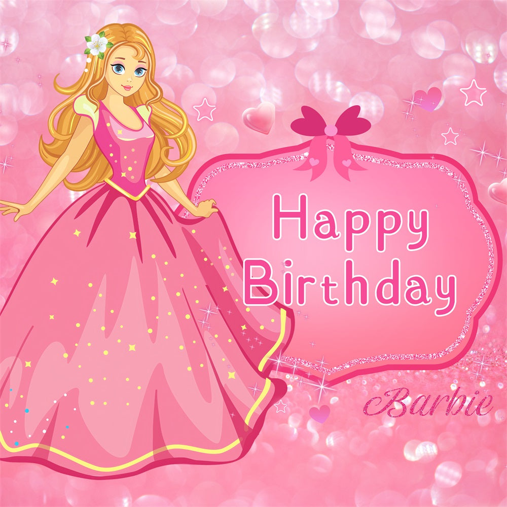 Custom Birthday Backdrop Barbie Sparkling Pink Backdrop LXX1-203