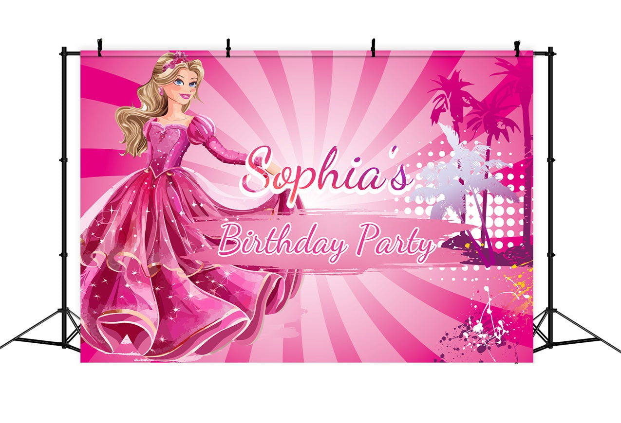 Customized Backdrop For Birthday Party Barbie Princess Glamour Backdrop LXX1-204