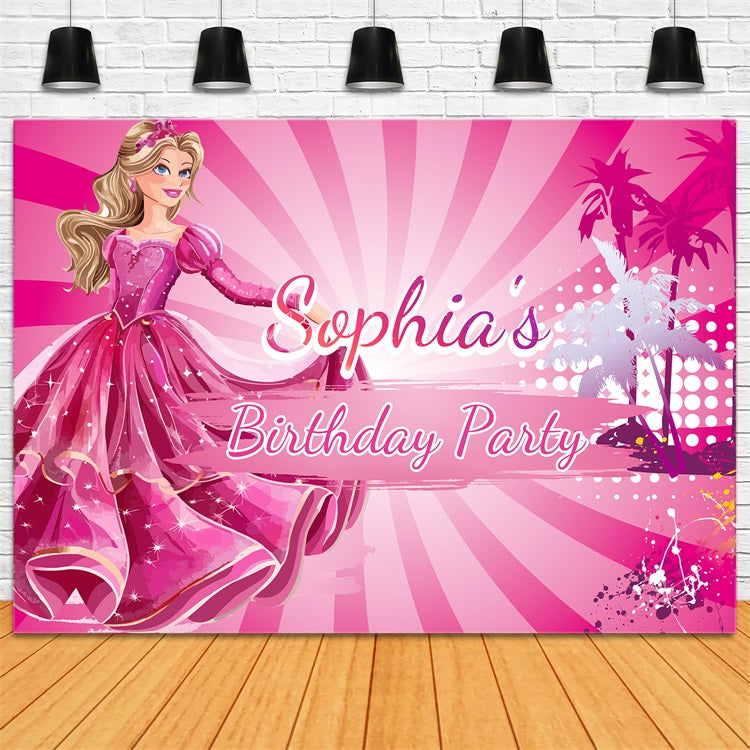 Customized Backdrop For Birthday Party Barbie Princess Glamour Backdrop LXX1-204