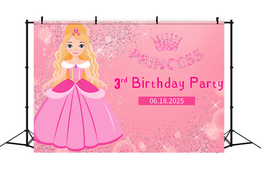 Customized Birthday Backdrop Barbie Glittery Pink Backdrop LXX1-206