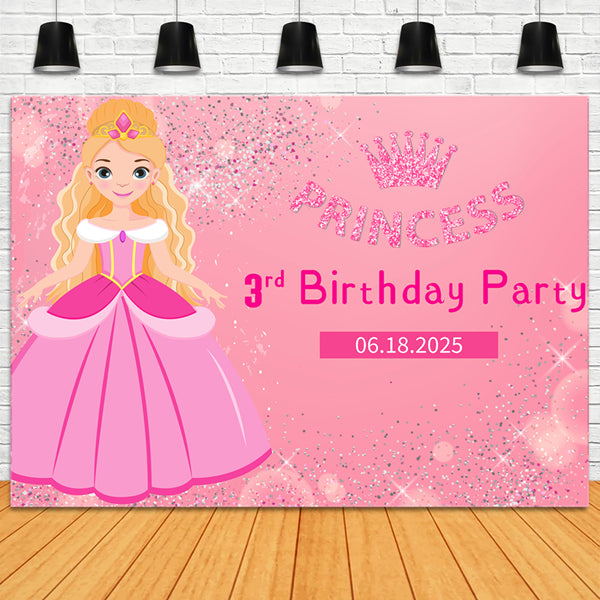 Customized Birthday Backdrop Barbie Glittery Pink Backdrop LXX1-206