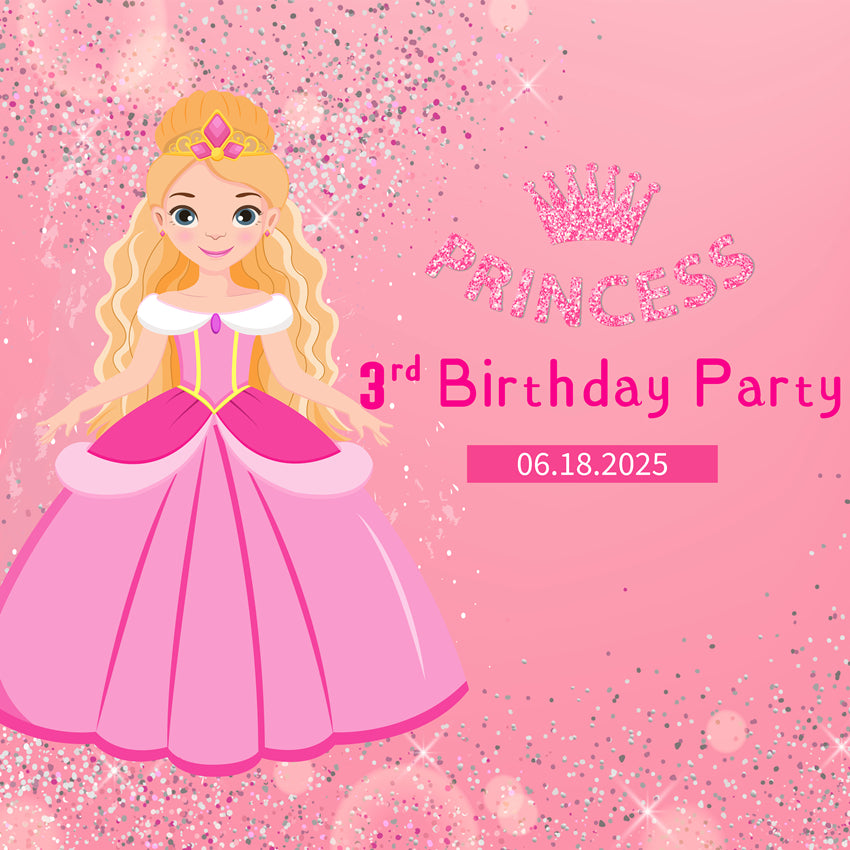 Customized Birthday Backdrop Barbie Glittery Pink Backdrop LXX1-206