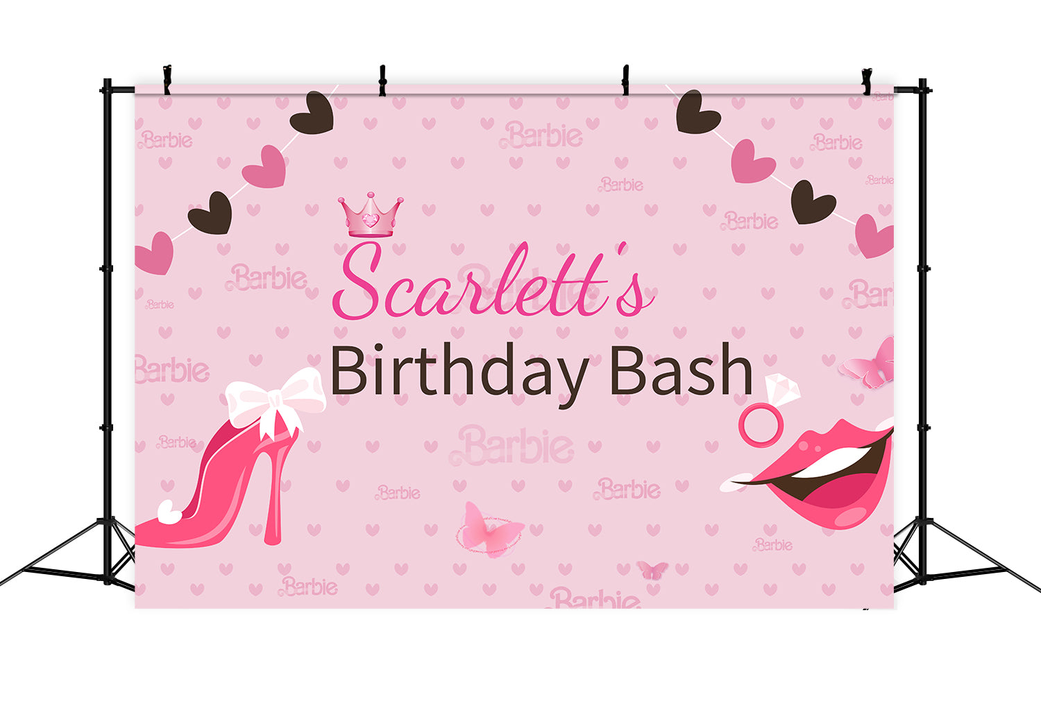 Custom Backdrop Birthday Party Barbie Scarlett Pink Backdrop LXX1-207