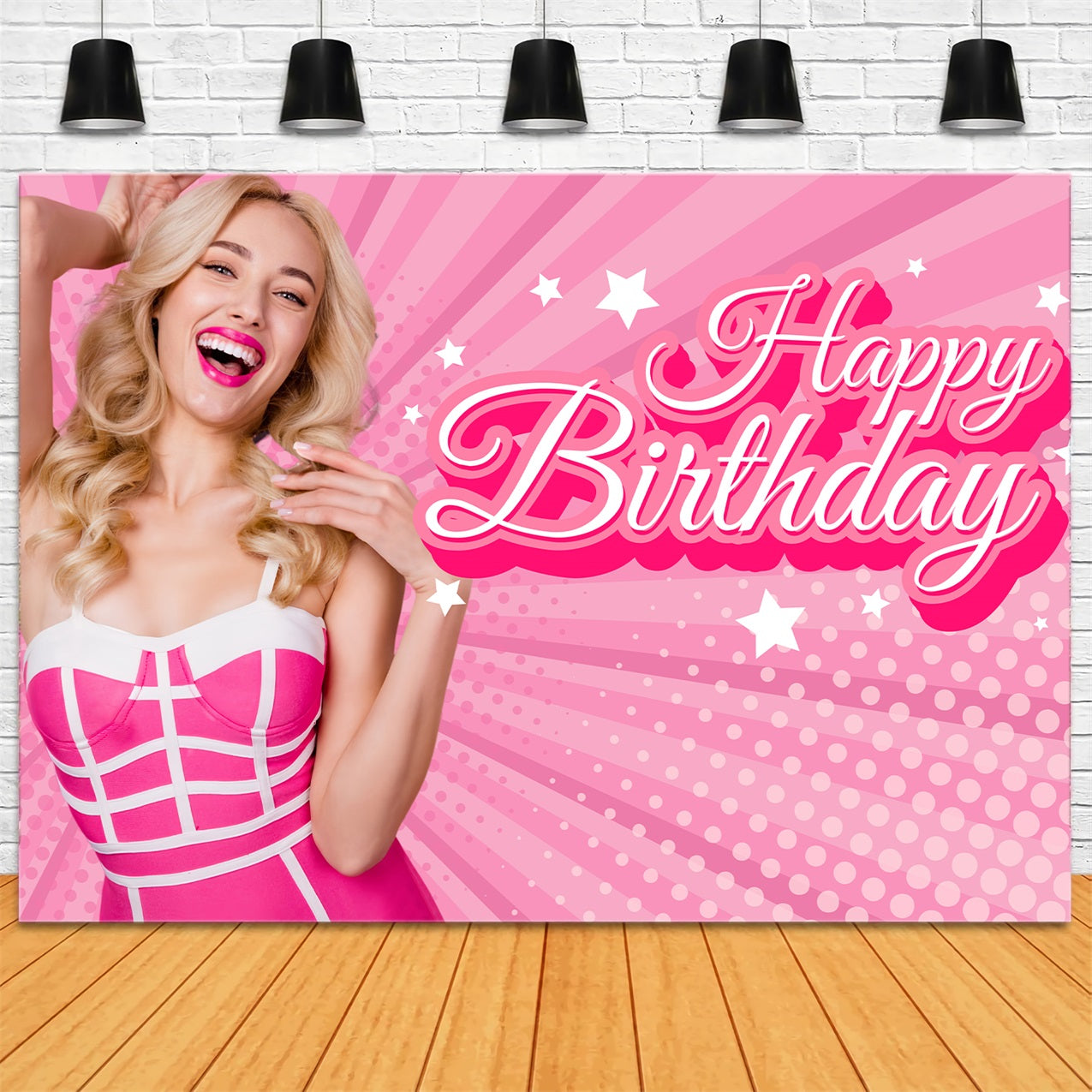 Customize Birthday Backdrop Barbie Pink Happy Celebration Backdrop LXX1-211