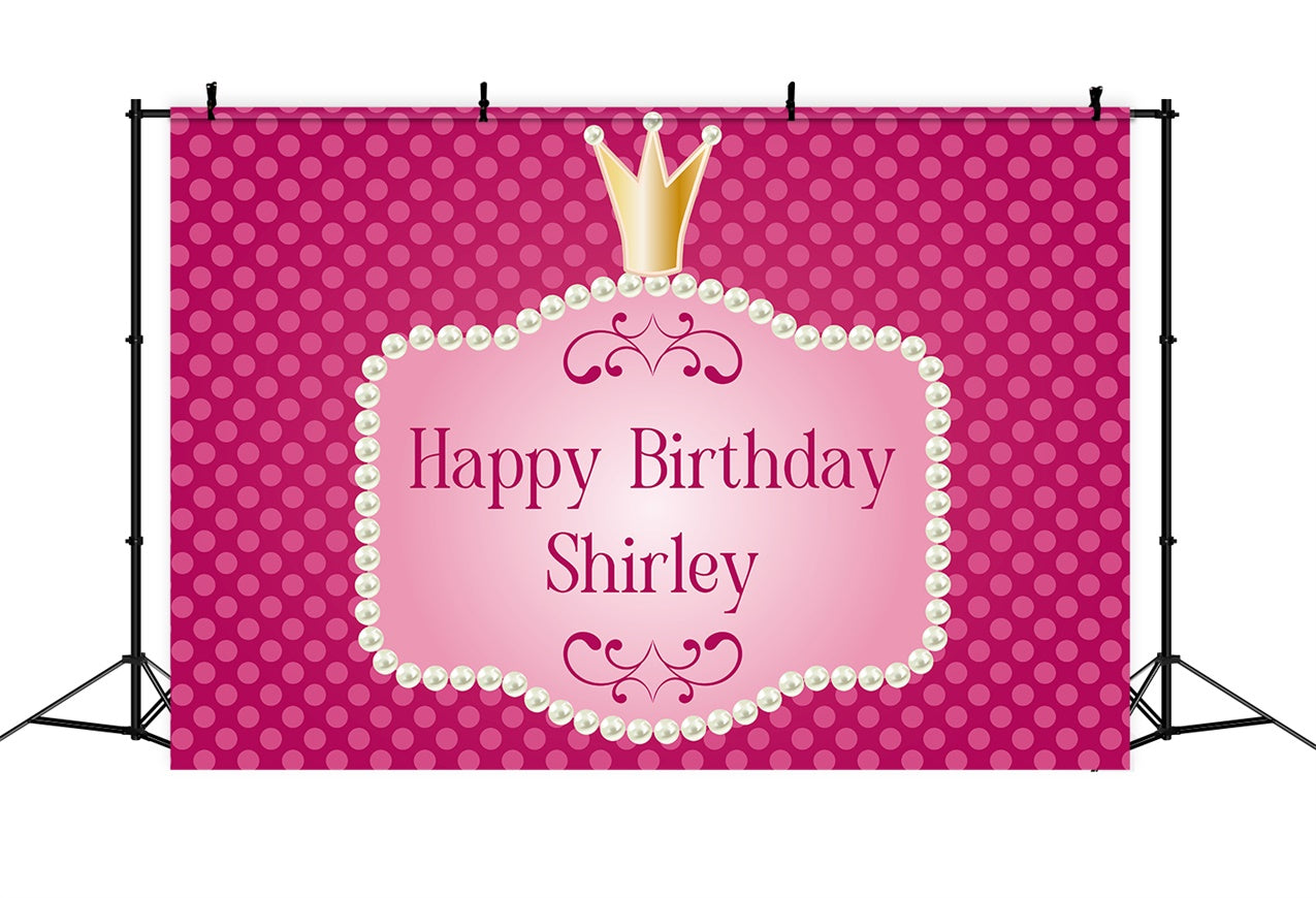 Customized Birthday Backdrop Pearl Crown Celebration Backdrop LXX1-216