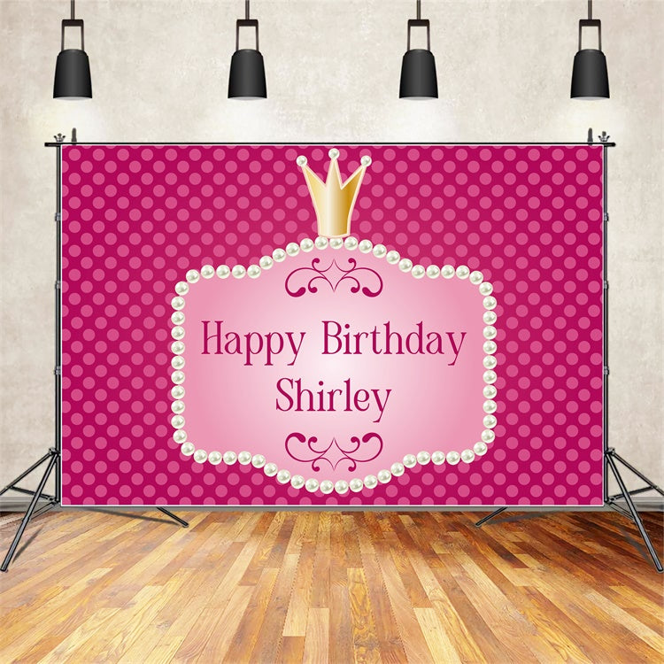 Customized Birthday Backdrop Pearl Crown Celebration Backdrop LXX1-216