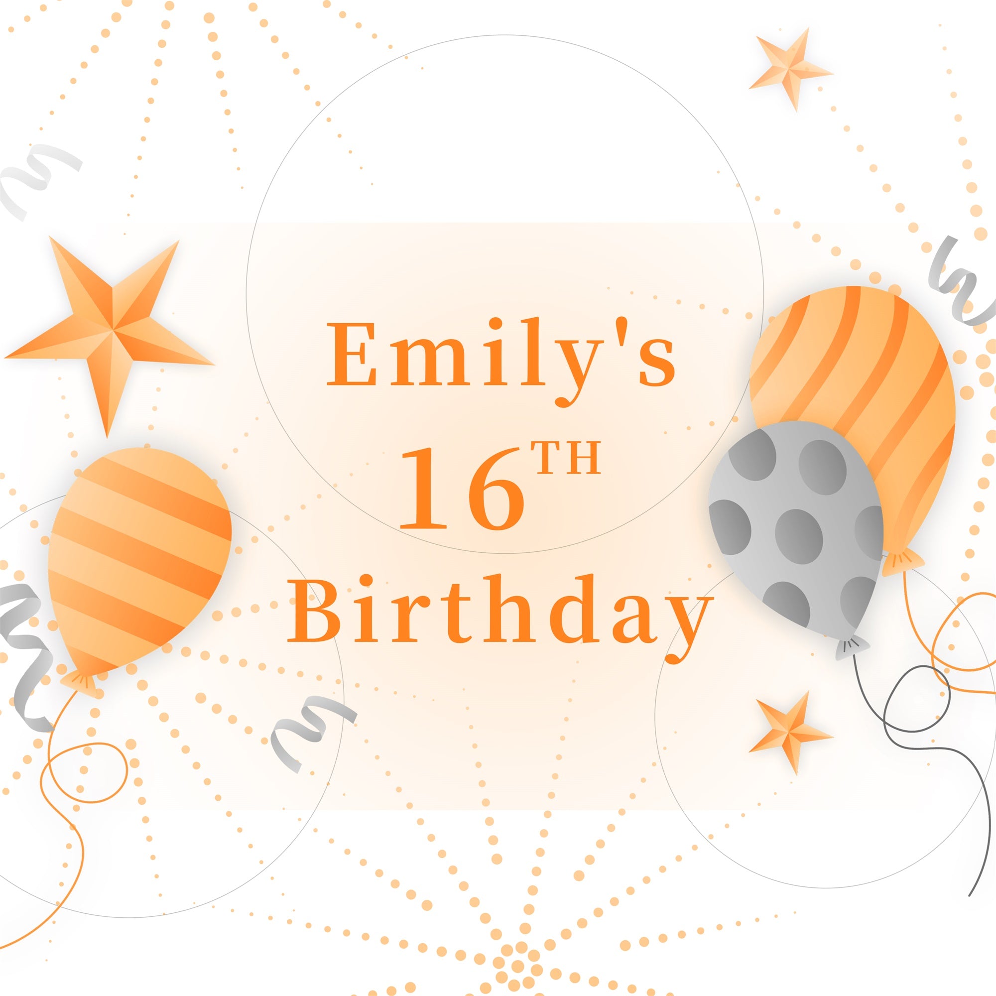 Custom Birthday Backdrops 16th Orange Star Balloon Backdrop LXX1-218