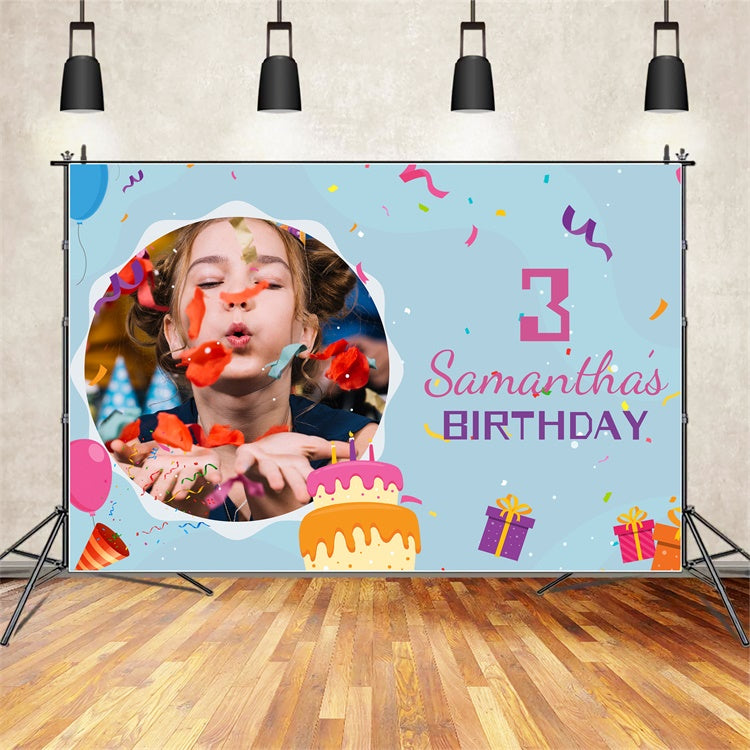 Custom Birthday Backdrop Cake Confetti Celebration Backdrop LXX1-219