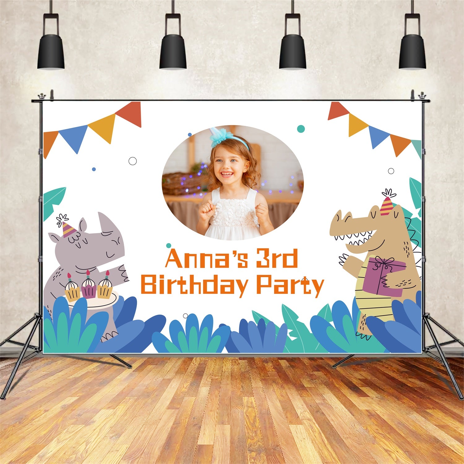 Personalized Birthday Backdrop 3rd Fun Animal Party Backdrop LXX1-220