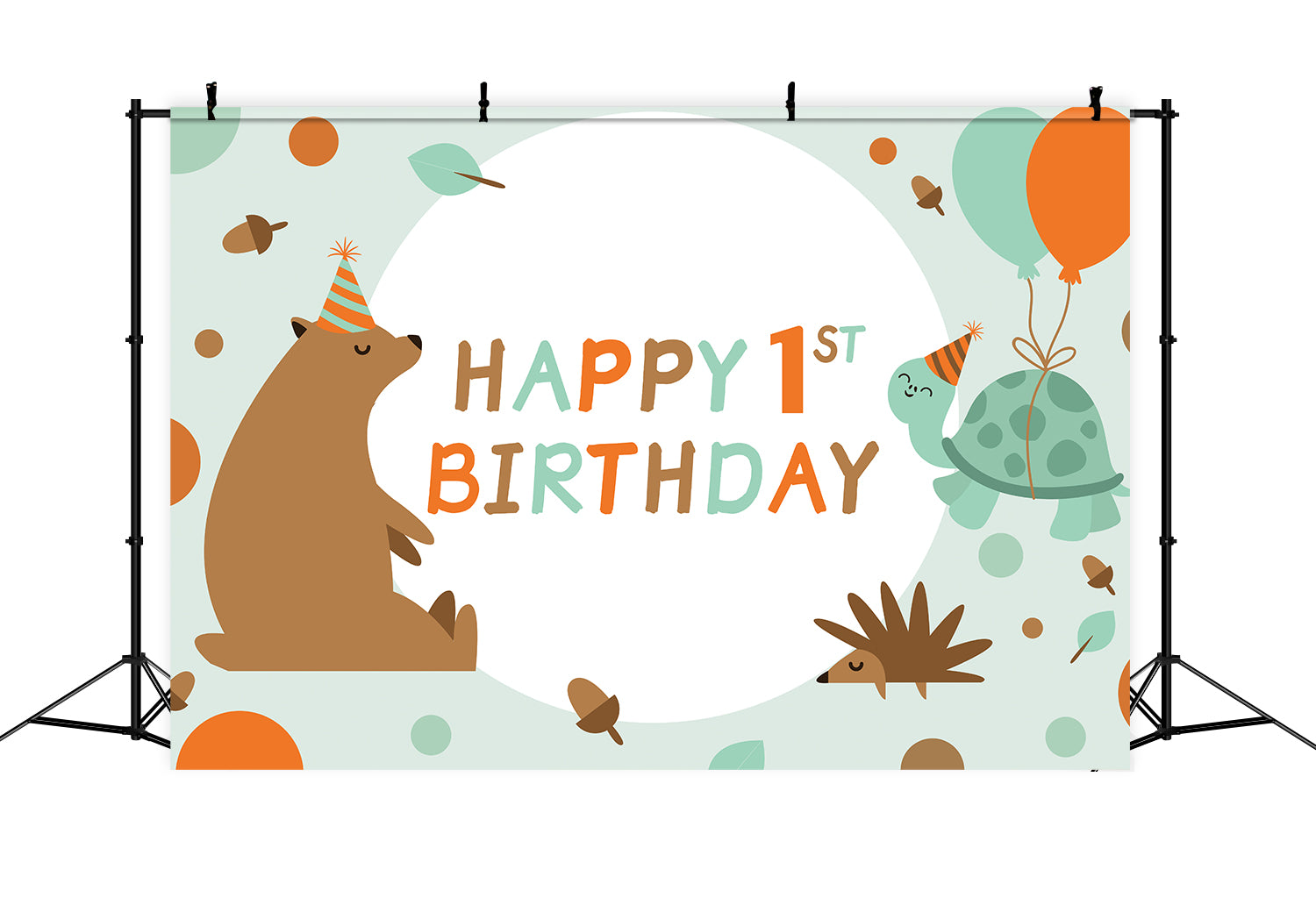 Personalized Birthday Backdrops 1st Cute Forest Animals Backdrop LXX1-222