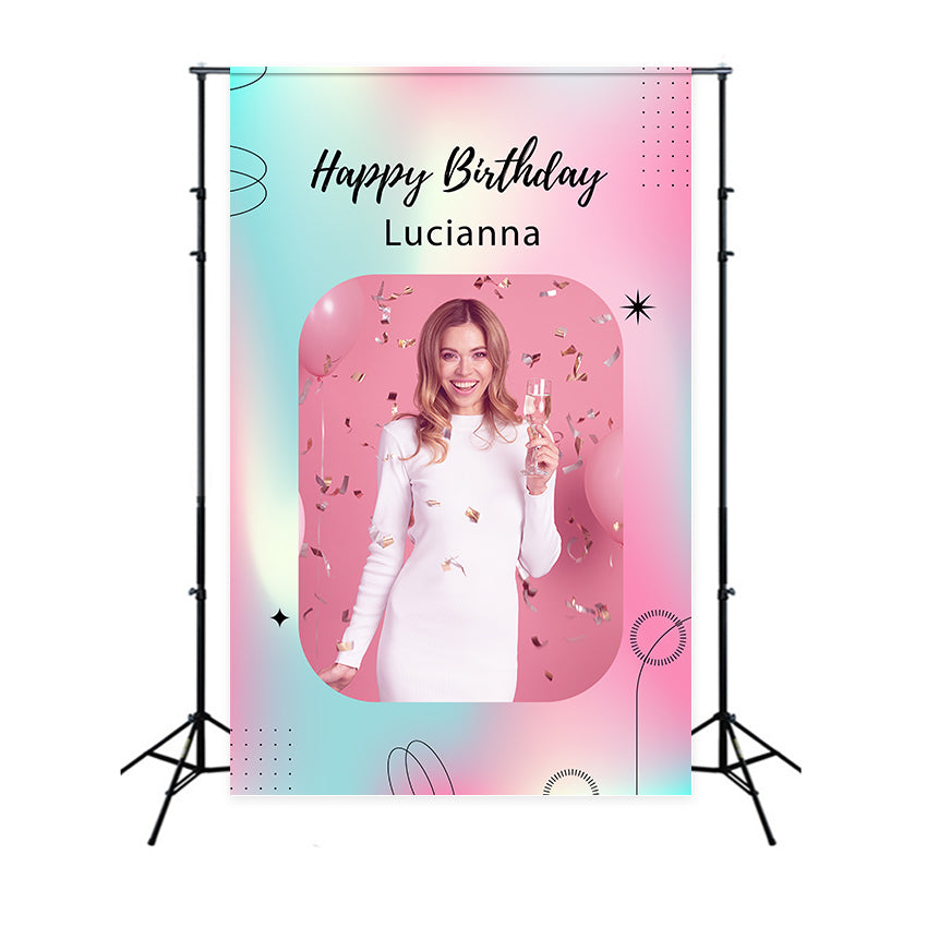 Customized Backdrop For Birthday Stylish Pink Confetti Backdrop LXX1-223