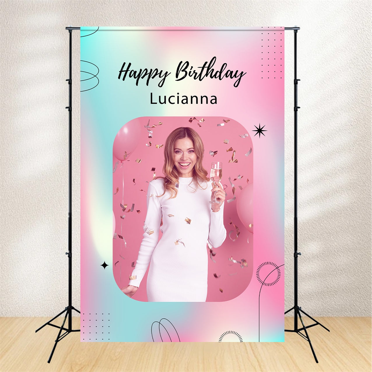 Customized Backdrop For Birthday Stylish Pink Confetti Backdrop LXX1-223