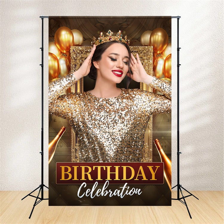 Custom Birthday Backdrops Glittering Golden Balloons Backdrop LXX1-229