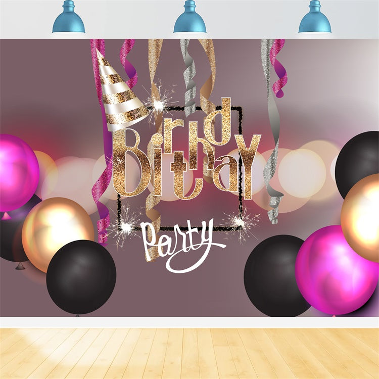 Personalized Birthday Backdrop Party Glam Sparkling Balloon Backdrop LXX1-236