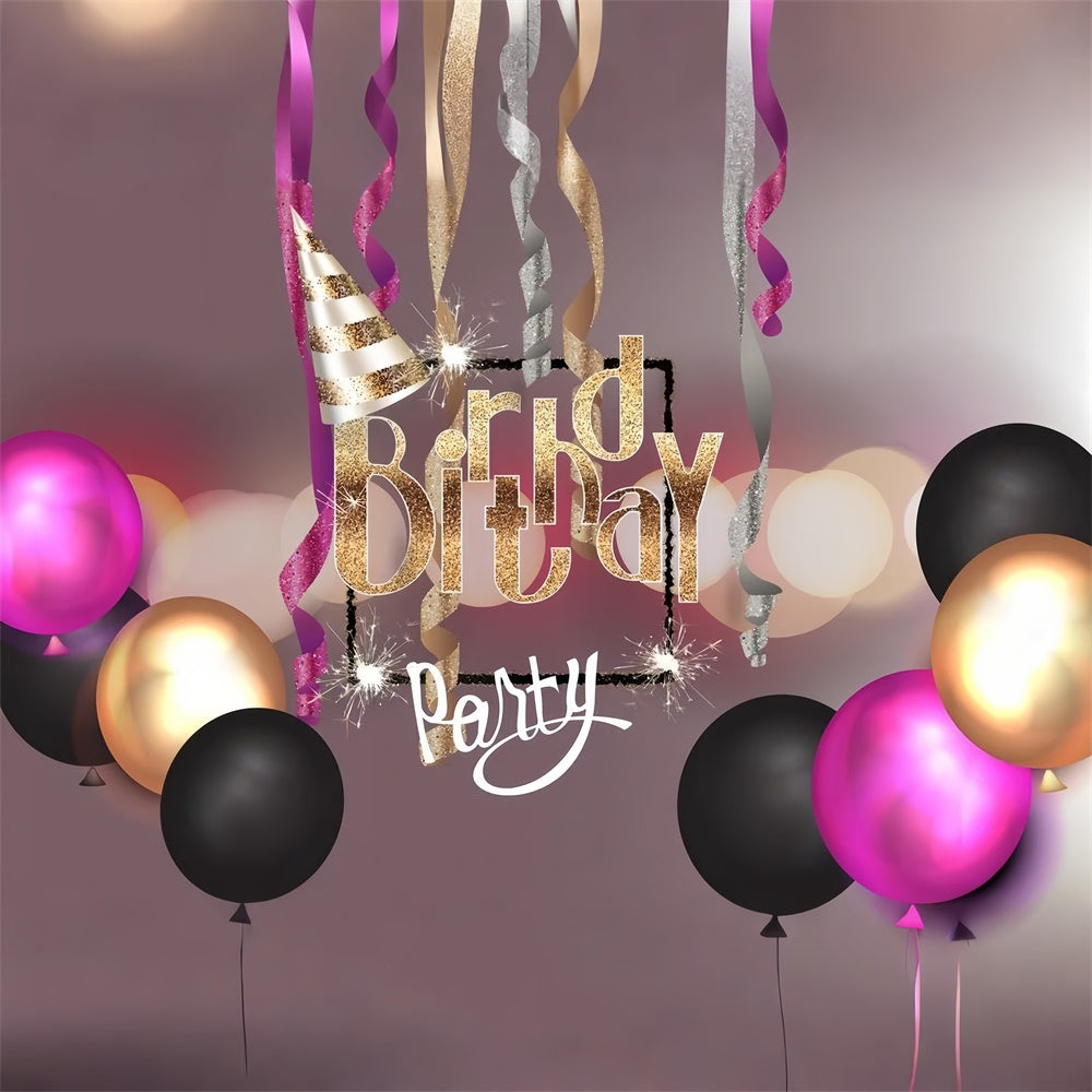 Personalized Birthday Backdrop Party Glam Sparkling Balloon Backdrop LXX1-236