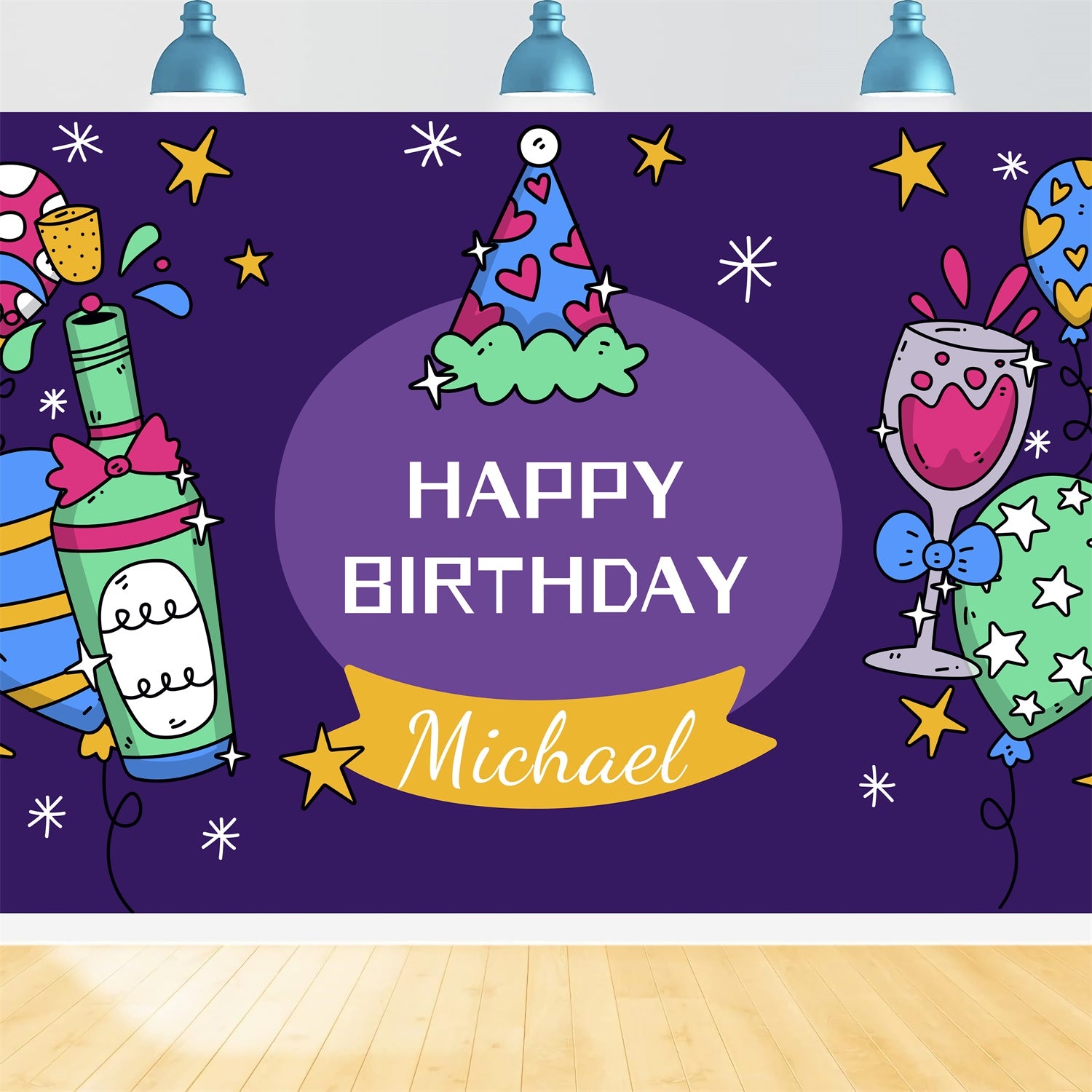 Custom Birthday Backdrop Colorful Balloons Wine Party Backdrop LXX1-237