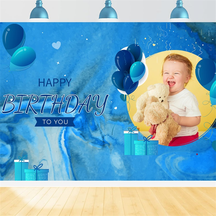 Personalized Birthday Backdrop Blue-Themed Baby Design Backdrop LXX1-239