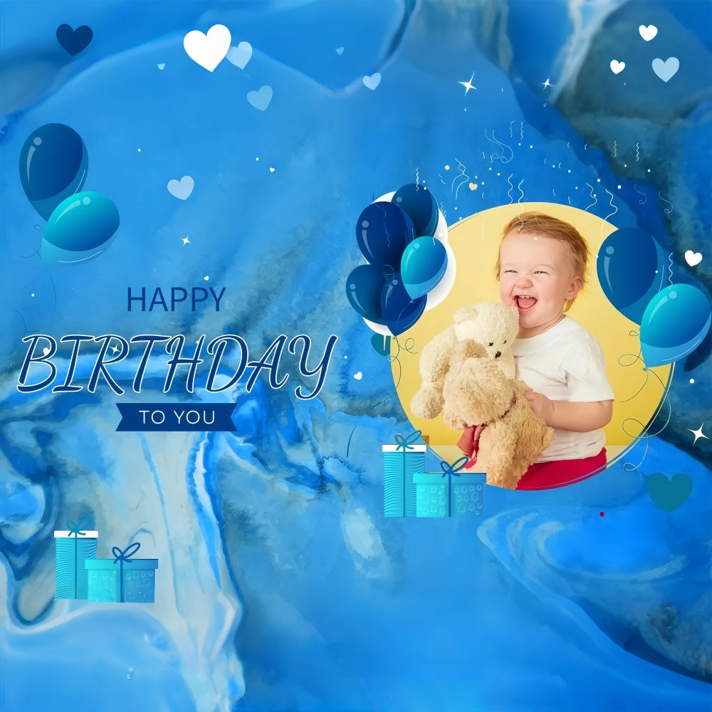 Personalized Birthday Backdrop Blue-Themed Baby Design Backdrop LXX1-239