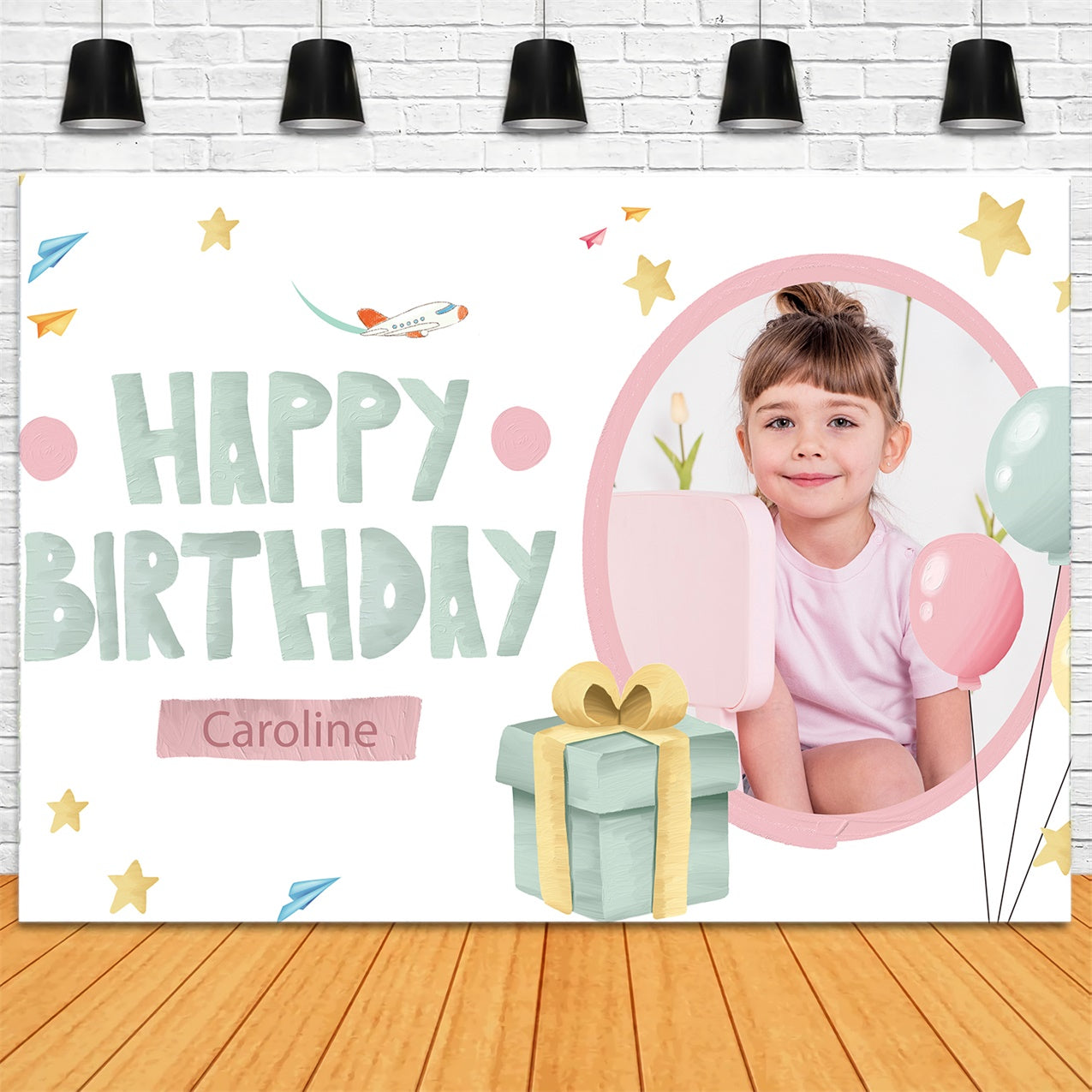 Custom Happy Birthday Backdrop Airplane Balloons Gift Backdrop LXX1-244