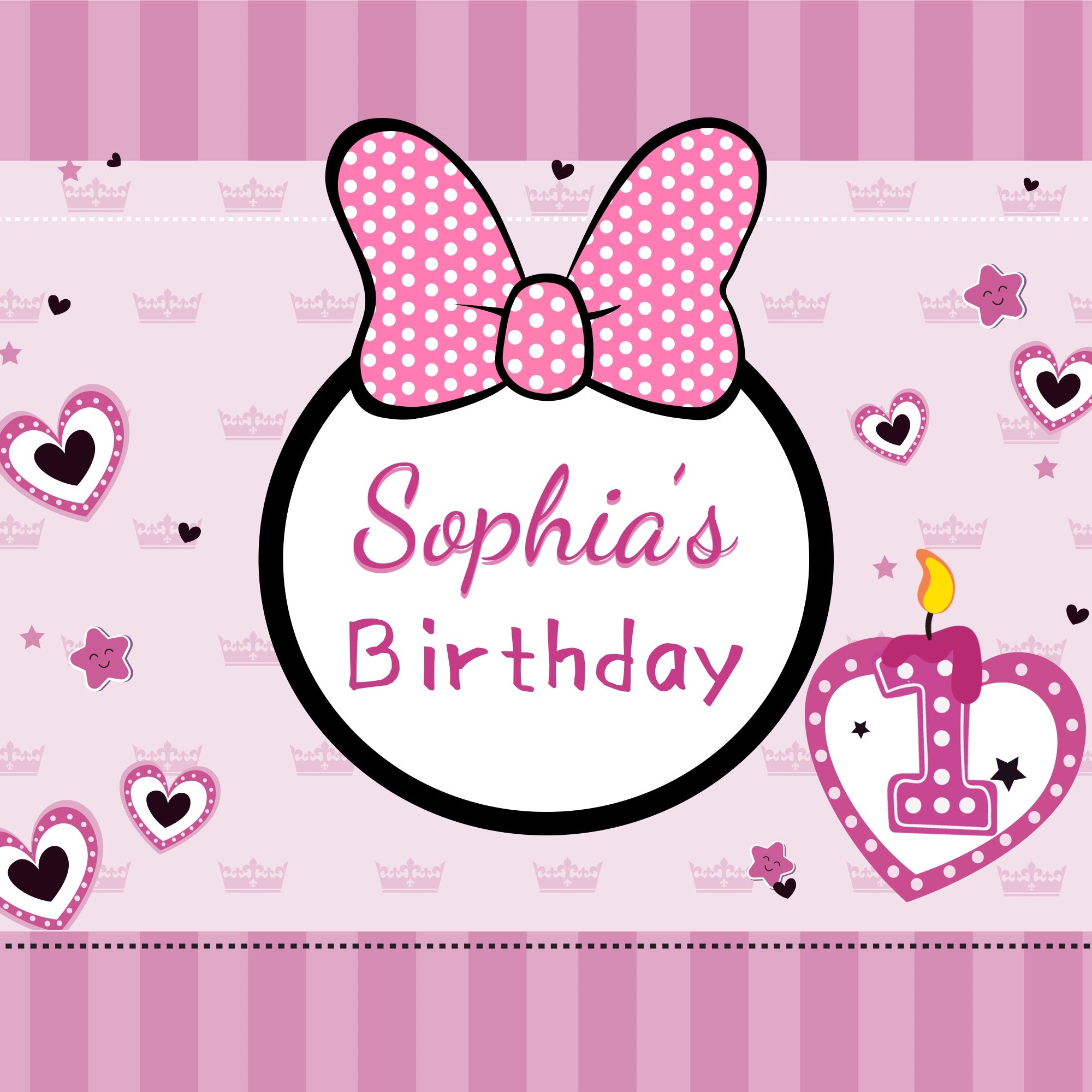 Personalized Backdrop Birthday 1st Pink Bow Celebration Backdrop LXX1-248