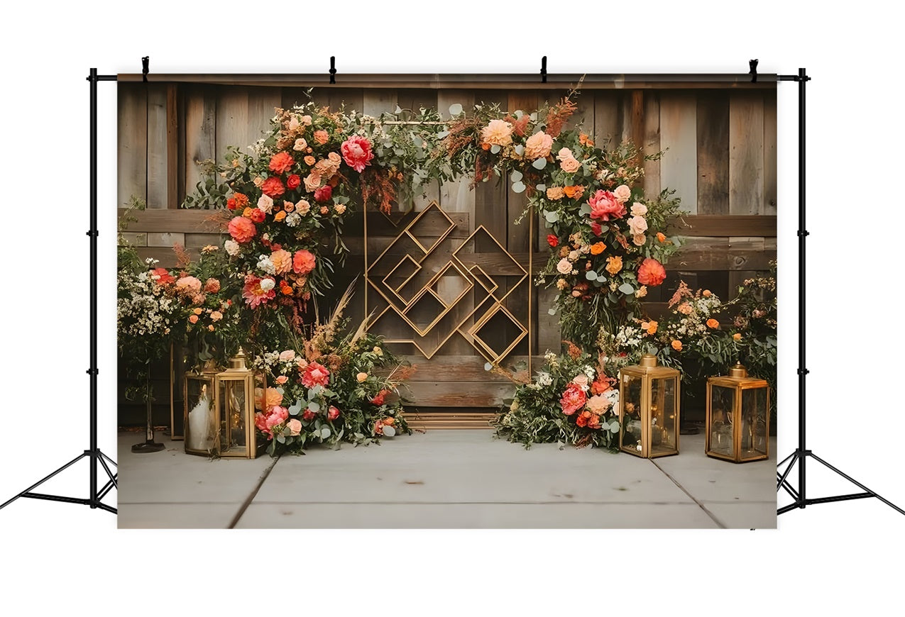 Pet Photography Backdrops Floral Arch Golden Frame Backdrop LXX1-258