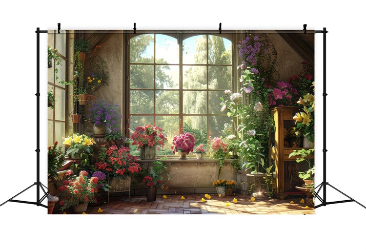 Pet Photography Backdrop Lush Flower Sunny Window Backdrop LXX1-259