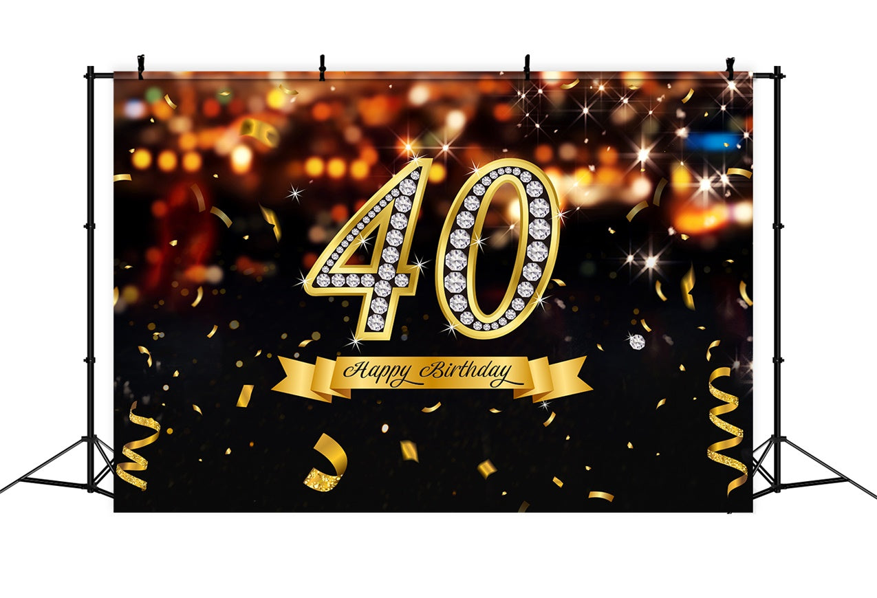 Custom Made 40th Birthday Backdrop Sparkling Diamond Gold Backdrop LXX1-26