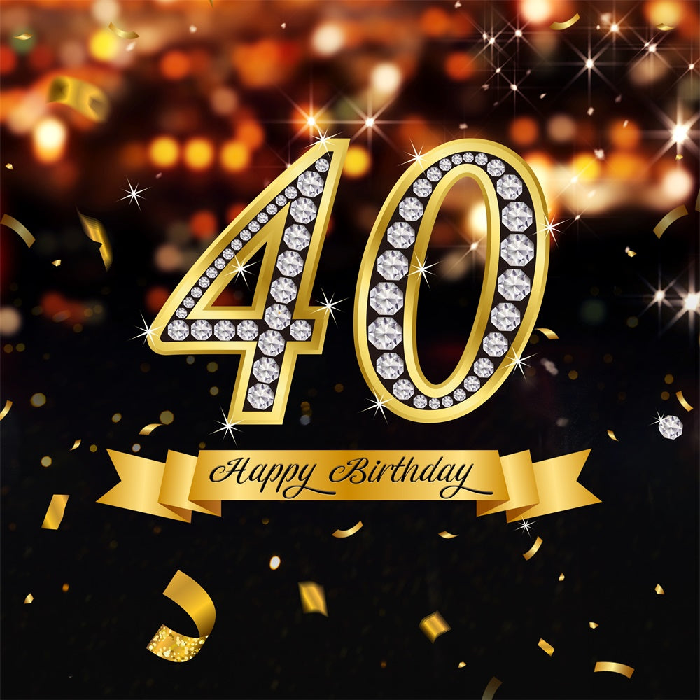 Custom Made 40th Birthday Backdrop Sparkling Diamond Gold Backdrop LXX1-26