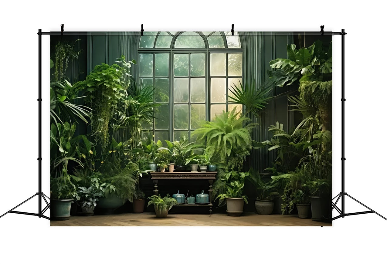 Pet Photo Backdrops Rustic Window Lush Plants Backdrop LXX1-261