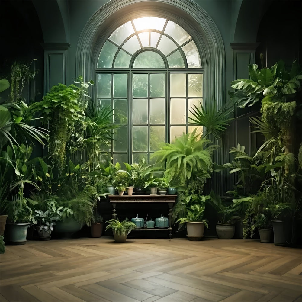 Pet Photo Backdrops Rustic Window Lush Plants Backdrop LXX1-261