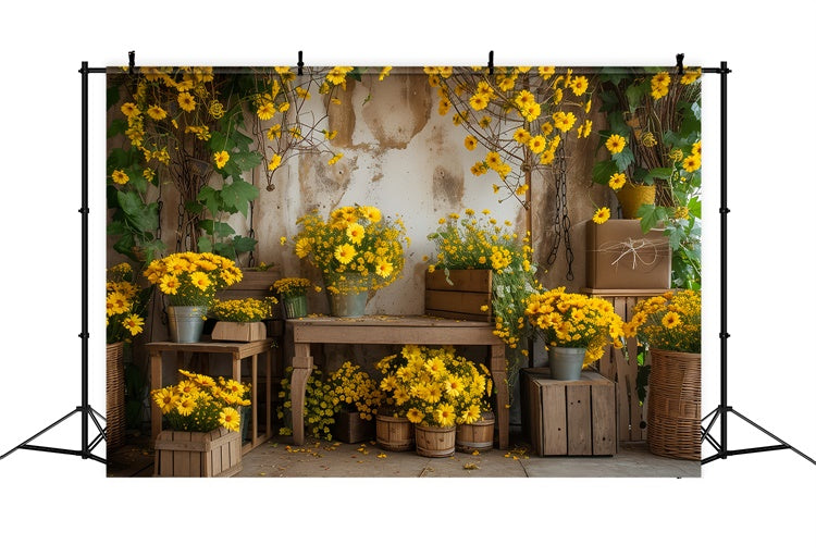 Pet Photography Backdrop Rustic Yellow Floral Backdrop LXX1-262