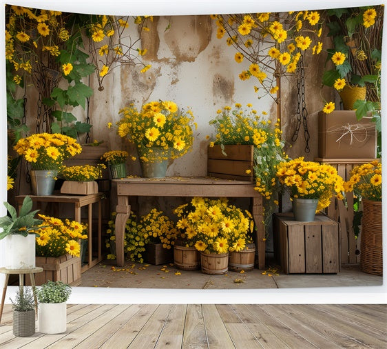 Pet Photography Backdrop Rustic Yellow Floral Backdrop LXX1-262