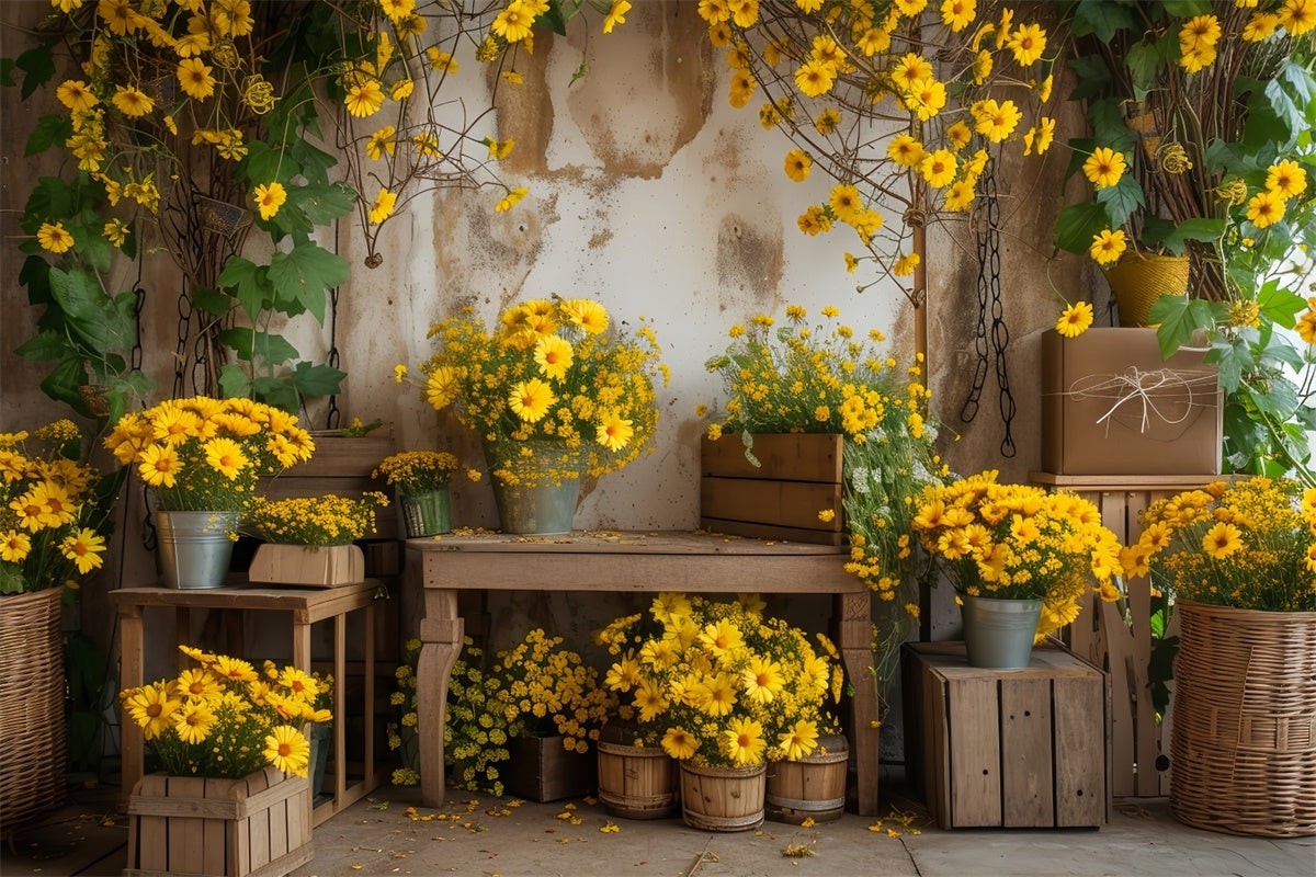 Pet Photography Backdrop Rustic Yellow Floral Backdrop LXX1-262