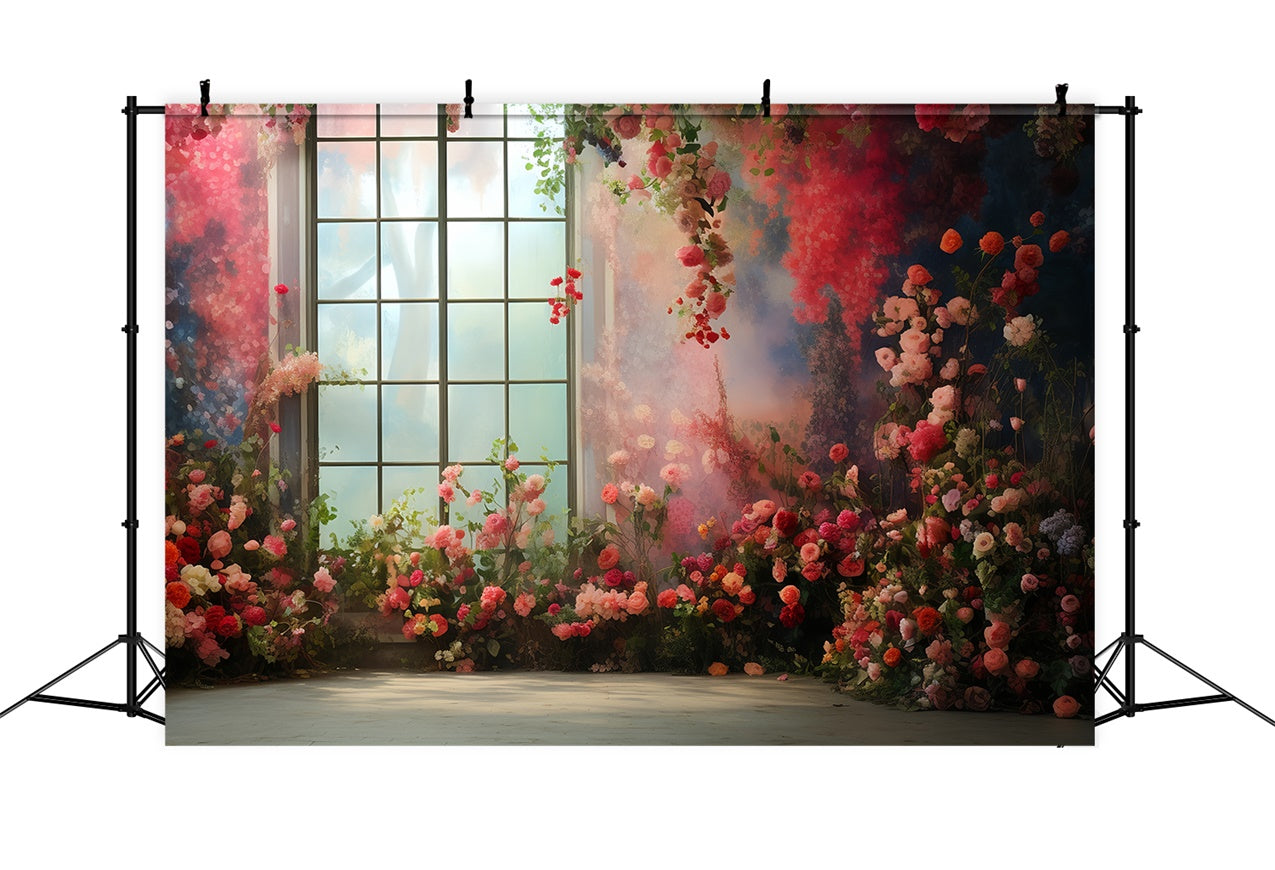 Backdrop Pet Romantic Window View Floral Backdrop LXX1-264