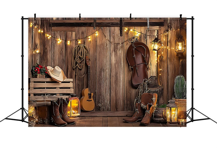 Pet Backdrop Country Guitar Saddle Lantern Backdrop LXX1-265