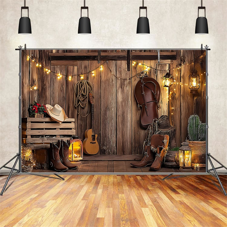 Pet Backdrop Country Guitar Saddle Lantern Backdrop LXX1-265