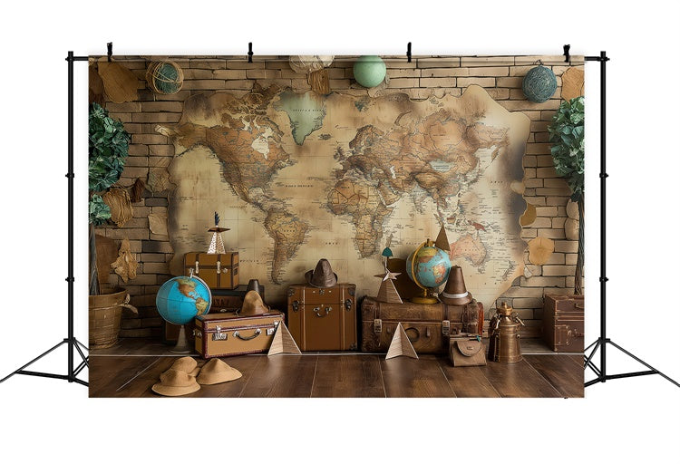 Backdrop Pet Rustic Travel Adventure Map Backdrop LXX1-266