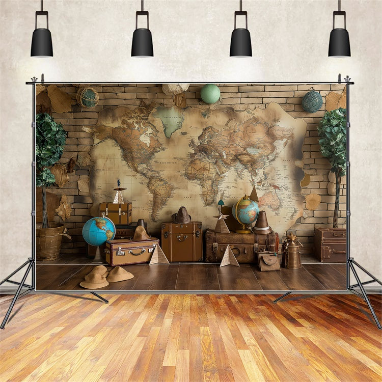 Backdrop Pet Rustic Travel Adventure Map Backdrop LXX1-266