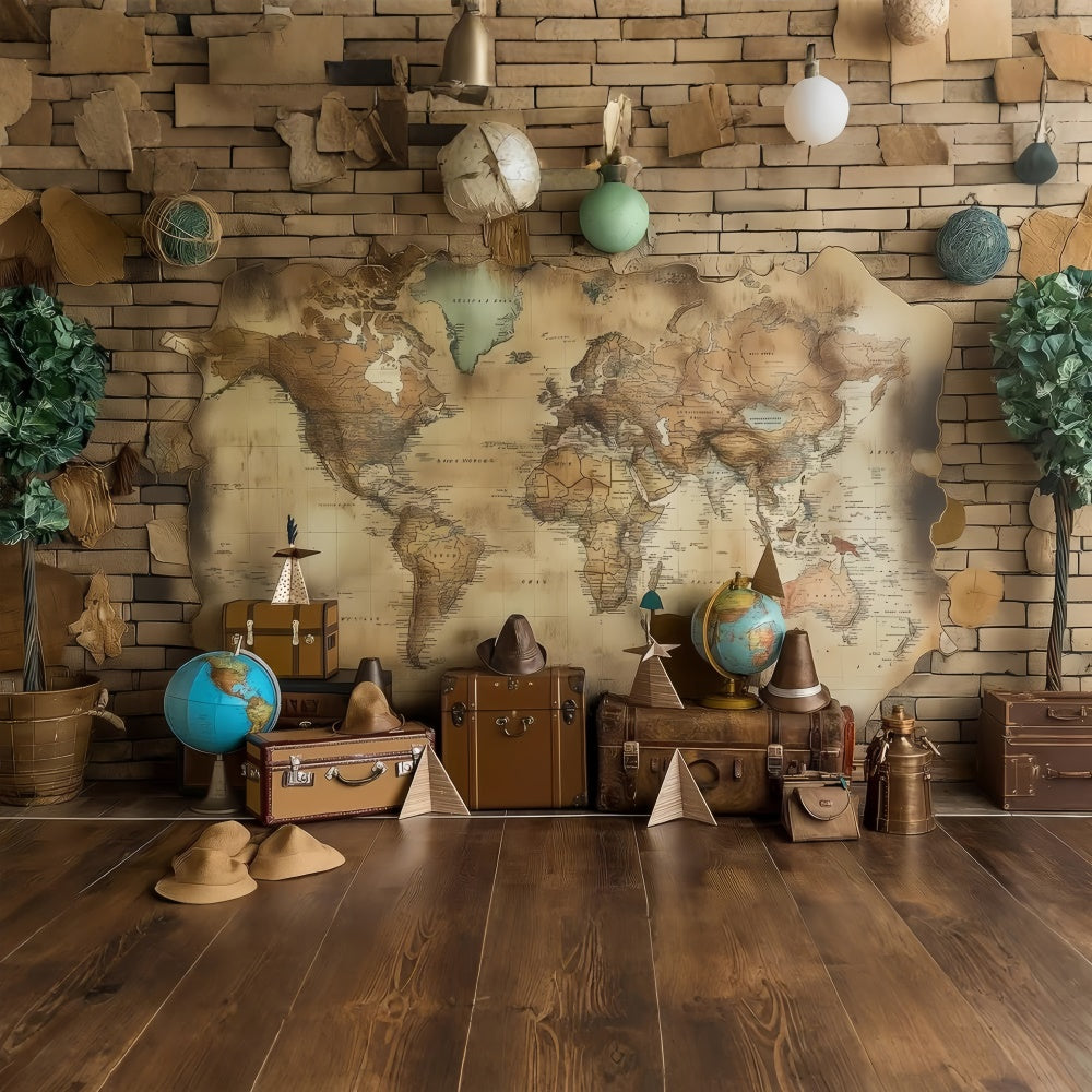 Backdrop Pet Rustic Travel Adventure Map Backdrop LXX1-266