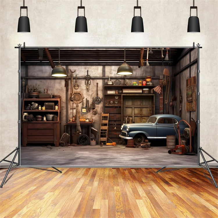 Pet Backdrop Timeworn Garage Repair Props Backdrop LXX1-267