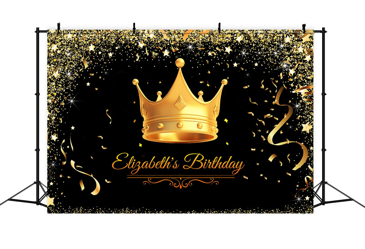 Custom Birthday Backdrop Sparkling Crown Celebration Backdrop LXX1-27