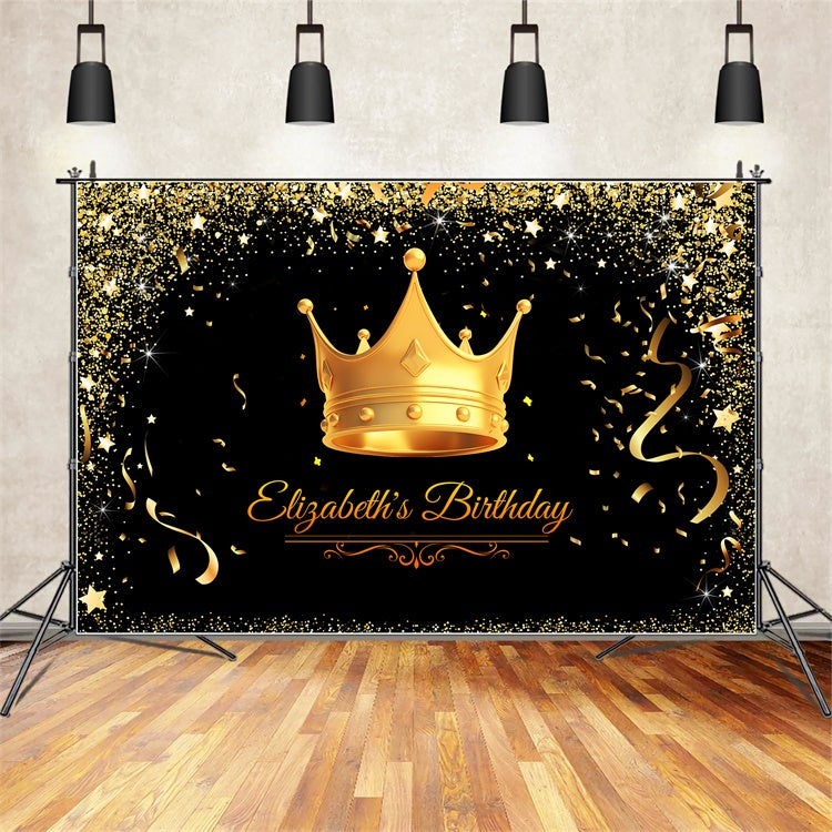 Custom Birthday Backdrop Sparkling Crown Celebration Backdrop LXX1-27