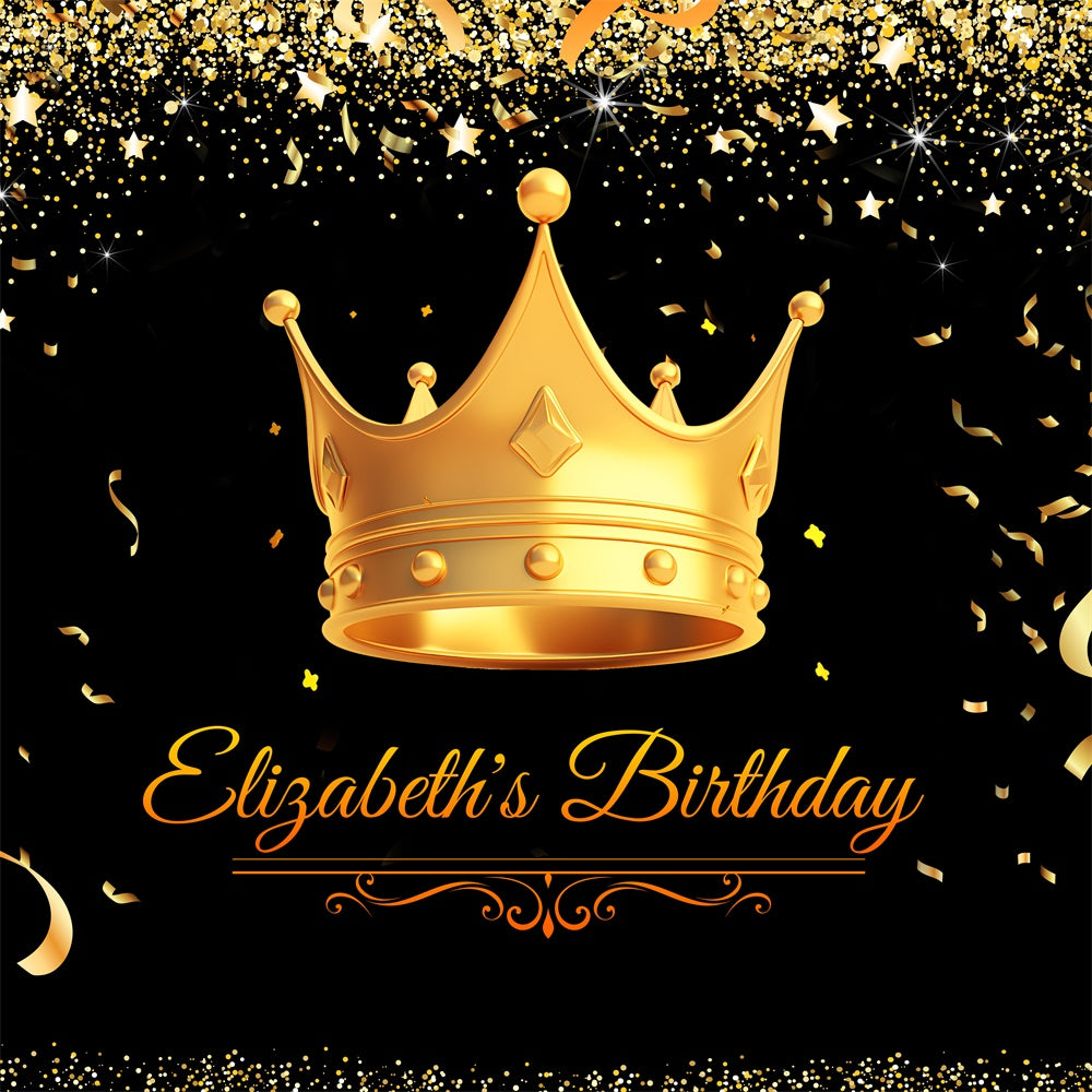 Custom Birthday Backdrop Sparkling Crown Celebration Backdrop LXX1-27